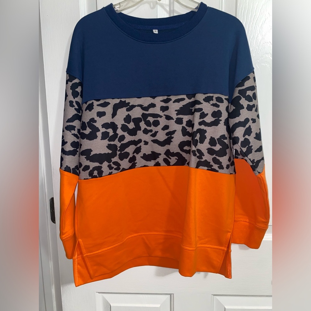 Colorblock Leopard Print Sweater
